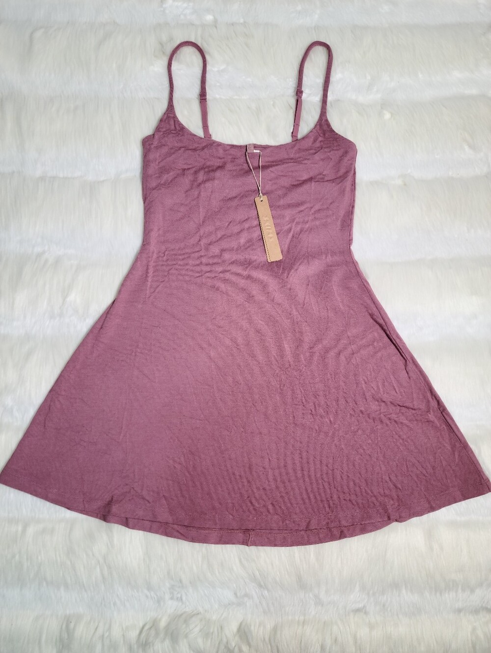 SKIMS Smooth Lounge Skimpy Strap Mini Dress Redwood Women XS NEW